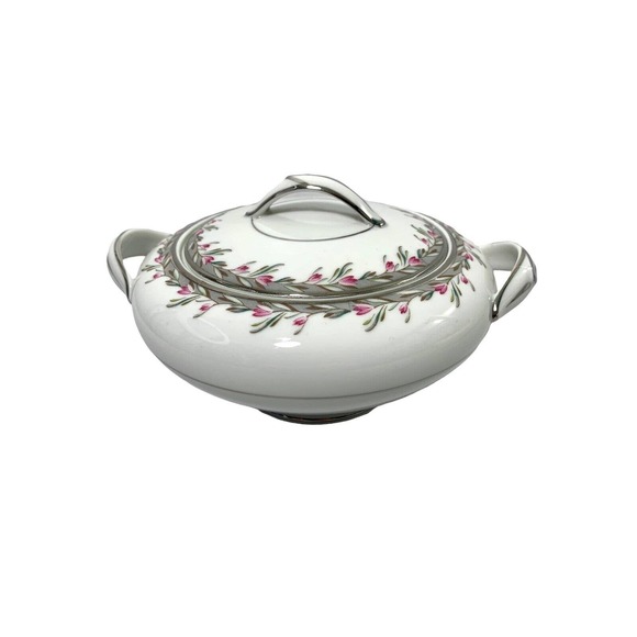 Vintage Noritake Petite 5507 Porcelain China Sugar Bowl‎ & Creamer Gray Pink - Picture 9 of 12